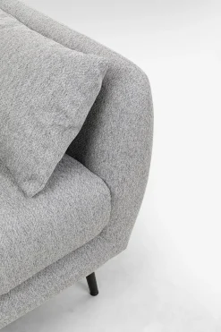 Sofa 3-osobowa 219 Cm Tapicerowana Szara Nogi Czarne