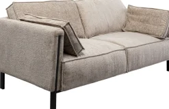 Sofa 2-osobowa Beżowa Tkanina Szenilowa Nogi Czarne 178 Cm