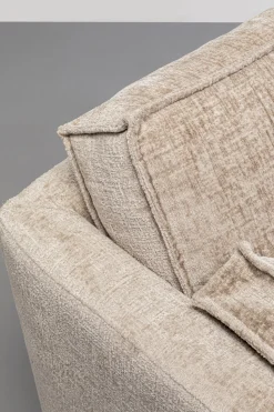 Sofa 2-osobowa Beżowa Tkanina Szenilowa Nogi Czarne 178 Cm