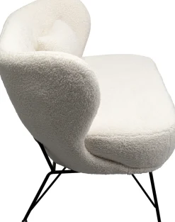 Sofa 2-osobowa Biała Boucle Nogi Czarne Stalowe 139 Cm