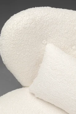 Sofa 2-osobowa Biała Boucle Nogi Czarne Stalowe 139 Cm