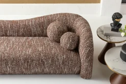 Sofa 3-osobowa Brązowa Tkanina Melanżowa 261 Cm Organiczne Kształy