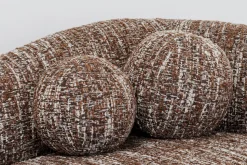 Sofa 2-osobowa Brązowa Zaokrąglony Kształ 201 Cm