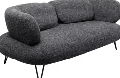 Sofa 2-osobowa Czarna Tkanina Melanżowa 182 Cm
