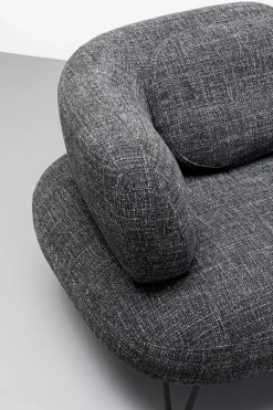 Sofa 2-osobowa Czarna Tkanina Melanżowa 182 Cm