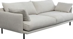 Sofa 3-osobowa Do Salonu Kremowa Z Czarnymi Stalowymi Nogami 245 Cm