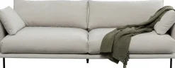 Sofa 3-osobowa Do Salonu Kremowa Z Czarnymi Stalowymi Nogami 245 Cm