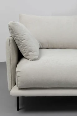 Sofa 3-osobowa Do Salonu Kremowa Z Czarnymi Stalowymi Nogami 245 Cm