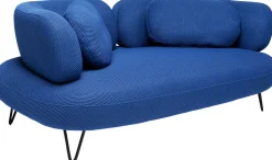 Sofa 2-osobowa Nowoczesna Tapicerka Niebieska Nogi Czarne 182 Cm