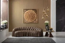 Sofa 3-osobowa Pikowana Brązowa Skóra Semianilinowa 226 Cm