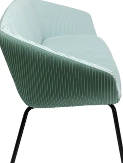 Sofa 2-osobowa Tapicerka Niebieska Nogi Czarne Stal 163 Cm