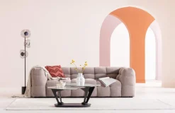Sofa Pikowana 3-osobowa Jasnobrązowa 240 Cm