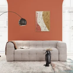 Sofa Pikowana 3-osobowa Kremowa 240 Cm