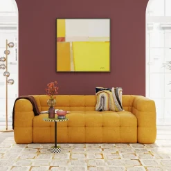 Sofa Pikowana 3-osobowa żółta 240 Cm