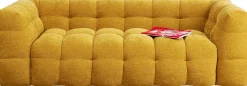 Sofa Pikowana 3-osobowa żółta 240 Cm