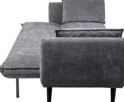 Sofa Rozkładana Do Salonu Szara Nogi Czarne Drewniane 216 Cm
