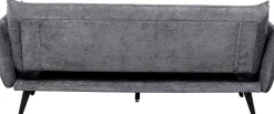Sofa Rozkładana Do Salonu Szara Nogi Czarne Drewniane 216 Cm