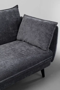 Sofa Rozkładana Do Salonu Szara Nogi Czarne Drewniane 216 Cm