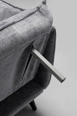 Sofa Rozkładana Do Salonu Szara Nogi Czarne Drewniane 216 Cm