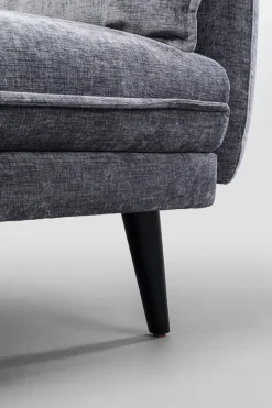Sofa Rozkładana Do Salonu Szara Nogi Czarne Drewniane 216 Cm