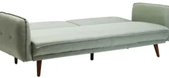 Sofa Rozkładana Z Podłokietnikami 222x86 Cm Jasnozielona Na Brązowych Nóżkach