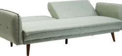 Sofa Rozkładana Z Podłokietnikami 222x86 Cm Jasnozielona Na Brązowych Nóżkach