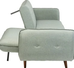 Sofa Rozkładana Z Podłokietnikami 222x86 Cm Jasnozielona Na Brązowych Nóżkach