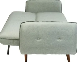 Sofa Rozkładana Z Podłokietnikami 222x86 Cm Jasnozielona Na Brązowych Nóżkach