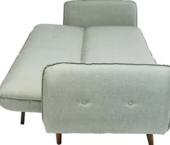 Sofa Rozkładana Z Podłokietnikami 222x86 Cm Jasnozielona Na Brązowych Nóżkach