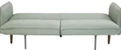 Sofa Rozkładana Z Podłokietnikami 222x86 Cm Jasnozielona Na Brązowych Nóżkach