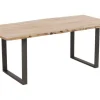 Stół 6-8 Osobowy Do Loftu Naturalny Drewniany Blat Akacja Czarne Metalowe Nogi 160x80 Cm