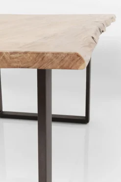 Stół 6-8 Osobowy Do Loftu Naturalny Drewniany Blat Akacja Czarne Metalowe Nogi 160x80 Cm