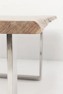 Stół 6-8 Osobowy Do Loftu Naturalny Drewniany Blat Akacja Czarne Metalowe Nogi 160x80 Cm