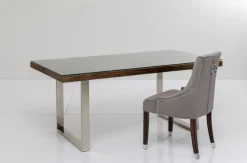 Stół Conley 180x90 Cm Brązowy Nogi Chromowane