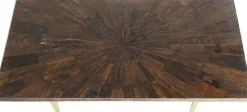 Stół Do Jadalni Blat Drewno I Szkło Nogi Złote 180x90 Cm
