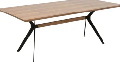 Stół Do Jadalni Blat Fornirowany Orzech Nogi Czarne Stalowe 200x90 Cm