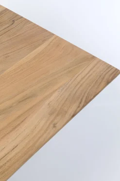 Stół Do Jadalni Blat Z Drewna Akacjowego Nogi Czarna Stal 180x90 Cm