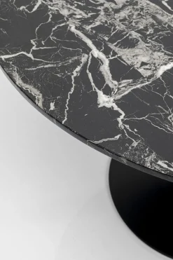 Stół Do Jadalni Czarny Blat MDF Imitacja Marmuru Ø110 Cm