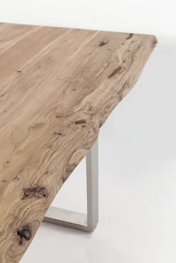 Stół Do Loftu 6-8 Osobowy Blat Z Drewna Akacjowego Nogi Czarne Stalowe 180x90 Cm