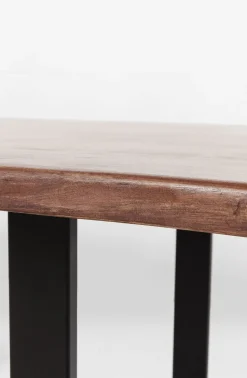 Stół Do Loftu 6-8 Osobowy Ciemnobrązowy Drewniany Blat Akacja Czarne Metalowe Nogi 200x100 Cm