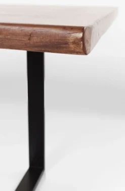 Stół Do Loftu 6-8 Osobowy Ciemnobrązowy Drewniany Blat Akacja Czarne Metalowe Nogi 200x100 Cm