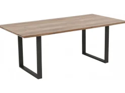 Stół Industrialny Do Jadani Z Drewnianym Blatem I Metalowymi Szarymi Nogami 200x100 Cm