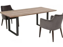 Stół Industrialny Do Jadani Z Drewnianym Blatem I Metalowymi Szarymi Nogami 200x100 Cm