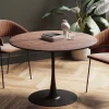 Stół Loft W Okleinie Orzech Włoski Noga Czarna Ø110 Cm