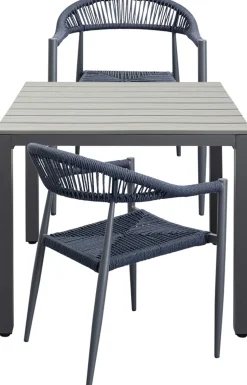 Stół Ogrodowy Blat Kwadratowy Szary Polywood Nogi Z Aluminium 80x80 Cm