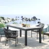 Stół Ogrodowy Blat Prostokątny Szary Polywood Nogi Z Aluminium Czarne 180x90 Cm