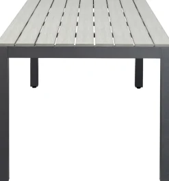 Stół Ogrodowy Blat Prostokątny Szary Polywood Nogi Z Aluminium Czarne 180x90 Cm