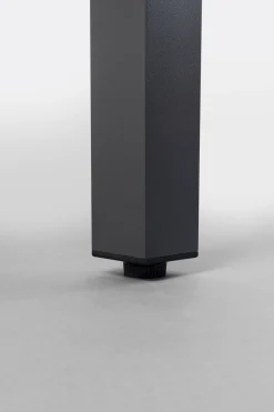 Stół Ogrodowy Blat Prostokątny Szary Polywood Nogi Z Aluminium Czarne 180x90 Cm