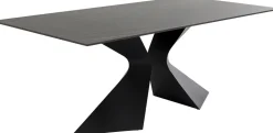 Stół Ogrodowy Czarny Blat Ceramika Nogi Aluminium 180x90 Cm