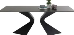 Stół Ogrodowy Czarny Blat Ceramika Nogi Aluminium 180x90 Cm